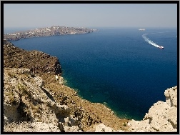Grecja, Brzeg, Kamienisty, Morze, Santorini